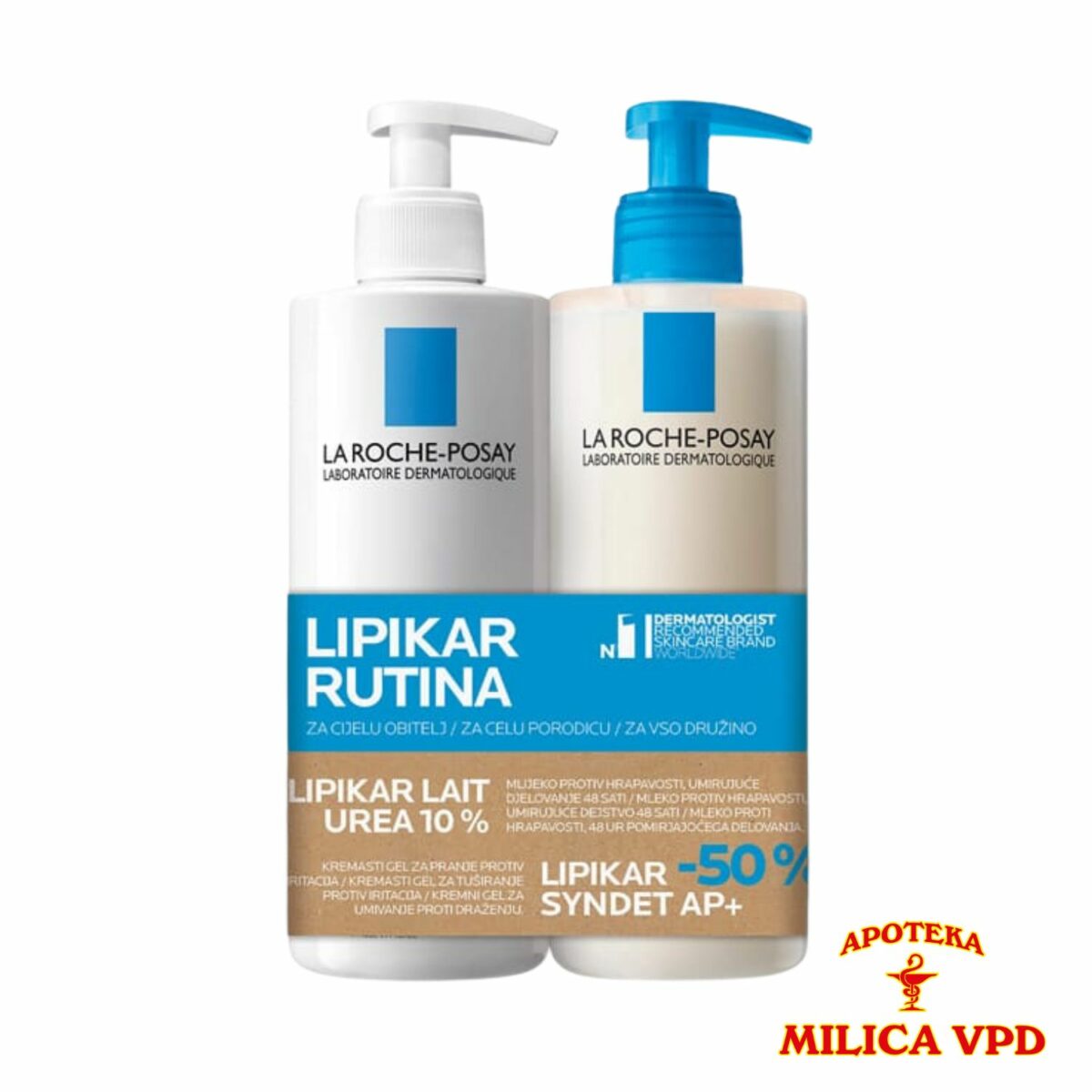 La Roche-Posay LIPIKAR LAIT UREA 10% 400ml + La Roche-Posay LIPIKAR SYNDET AP+ Kremasti gel 400ml